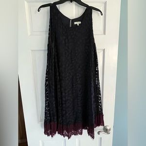 Navy dress with maroon bottom accent